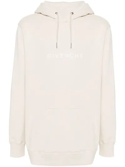 Givenchy Crewneck Sweater With Cotton Jersey Texture In Neutral