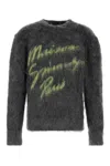 Givenchy Mohair Blend Crew Neck Sweater With Graphic Print In Grey