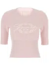 Givenchy Ribbed Crewneck Knitwear Half-length Sleeves In Layette Pink