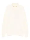 Givenchy Ribbed High Neck Sweater With Embossed Logo Detail In Neutral