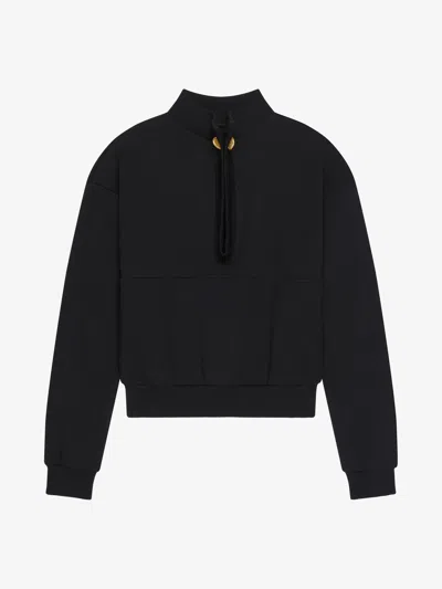 Givenchy Sweatshirt In Fleece With Buttoned Collar In Black