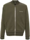 Givenchy Green Sweatshirt With Bomber Collar And 4g Logo In Wool Man In Green