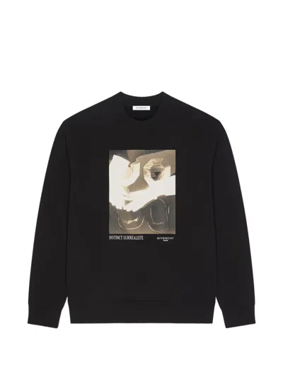 Givenchy Sweatshirt In Fleece With Surrealism Print In Black