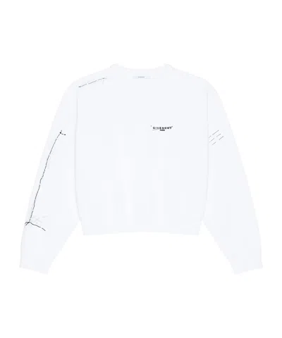 Givenchy Sweatshirt In Fleece With Trompe L'œil Pattern In White