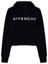Givenchy Cropped Hoodie With Logo Print In Black