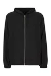 Givenchy Black Zip-up Hoodie With Logo Detail In Wool Man In Black