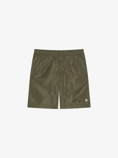 Givenchy Swim Shorts With 4g Detail In Khaki