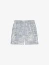 Givenchy Elastic Waist Swim Trunks In Prussian Blue/grey