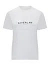 Givenchy White Crewneck T-shirt With Logo Print In Cotton Man