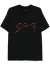Givenchy Black Crewneck T-shirt With Logo Lettering On The Front And Maxi Logo Print On The Rear In Cotton Ma