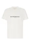 Givenchy White Crewneck T-shirt With Logo Print In Cotton Man In White