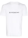 Givenchy White Crewneck T-shirt With Logo Print In Cotton Man