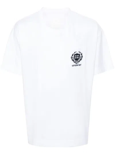 Givenchy Logo-embroidered Cotton T-shirt In White