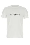 Givenchy White Crewneck T-shirt With Logo Print In Cotton Man In Black
