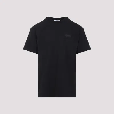 Givenchy Black Crewneck T-shirt With Logo Patch On The Front In Cotton Man