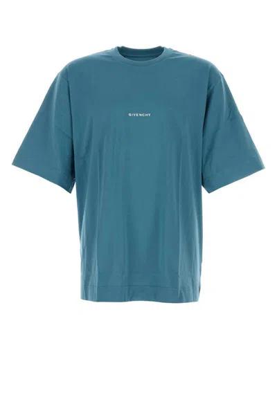 Givenchy Aqua Star Story Oversized Logo-embroidered Printed Cotton-jersey T-shirt In Blue