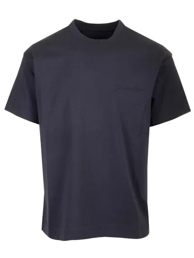Givenchy Logo Embossed T-shirt In Blue