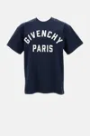 Givenchy Relaxed Fit Black Cotton T-shirt With Bold Logo Print In Blue