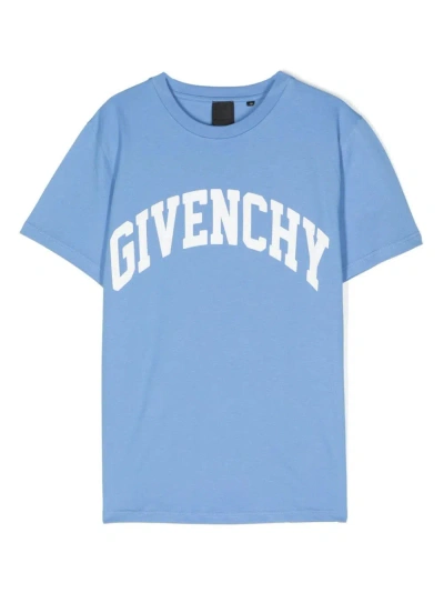 Givenchy Kids' T-shirt Con Logo In Azzurro