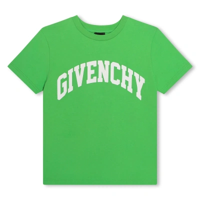 Givenchy Kids' T-shirt Con Logo In F Verde Lampeggiante