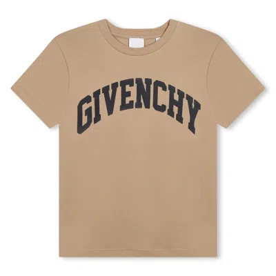 Givenchy Kids' T-shirt Con Stampa Logo In Beige