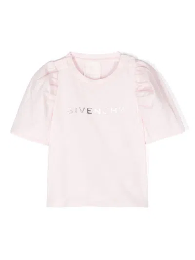 Givenchy Babies' T-shirt Con Stampa Logo In Pink