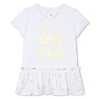 Givenchy Babies' T-shirt Dress With Ruffles In White