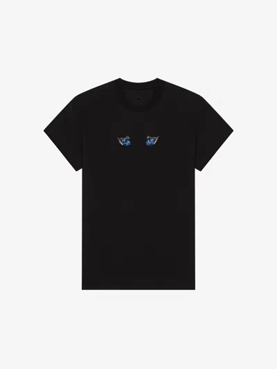 Givenchy T-shirt In Cotton With Cat Eye Embroidery In Black