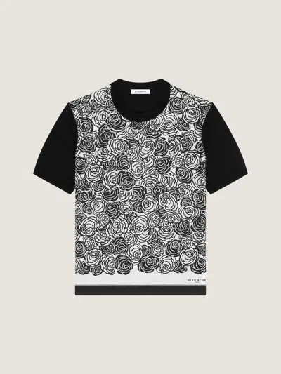 Givenchy T-shirt En Coton Imprimé Fleurs In Black