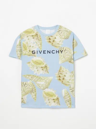 GIVENCHY T-SHIRT GIVENCHY KIDS COLOR GNAWED BLUE,G67479011
