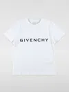 Givenchy White Crewneck T-shirt With Printed Logo In Cotton Boy In Weiss