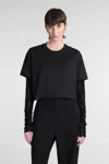 Givenchy Overlapped Cropped T-shirt In Cotton And Python Tulle In Black