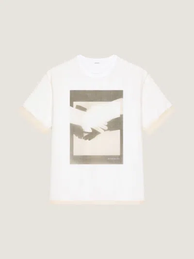 Givenchy T-shirt In Cotton And Organza With Surrealism Print In White