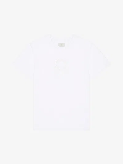 Givenchy T-shirt In Cotton Monogram 72 With Lace And Fringe In White