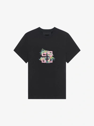 Givenchy T-shirt In Cotton With 4g Flowers Print In Black