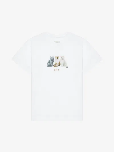 Givenchy T-shirt In Cotton With Cats Print In White