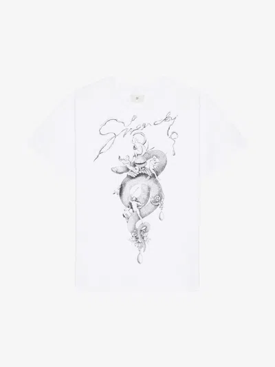 GIVENCHY T-SHIRT IN COTTON WITH CHANDELIER AND SNAKE PRINT