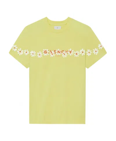 Givenchy T-shirt In Jersey With Stencil Effect  Reverse Print In Yellow
