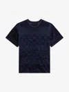Givenchy Navy Monogram 72 Velvet T-shirt In Multicolor