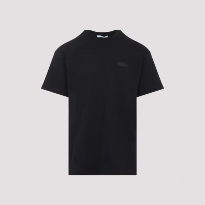Givenchy Black Crewneck T-shirt With Logo Patch On The Front In Cotton Man