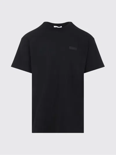 Givenchy Black Crewneck T-shirt With Logo Patch On The Front In Cotton Man
