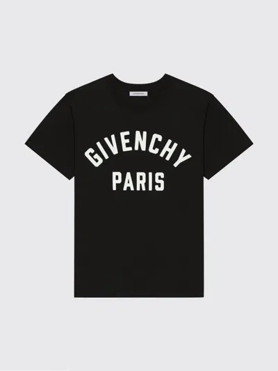 Givenchy Men Black Crewneck T-shirt With Maxi Logo Lettering On The Front In Cotton Man