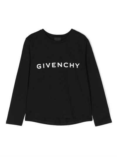 Givenchy Kids'  T-shirt Nera In Jersey Di Cotone Bambino In Bianco
