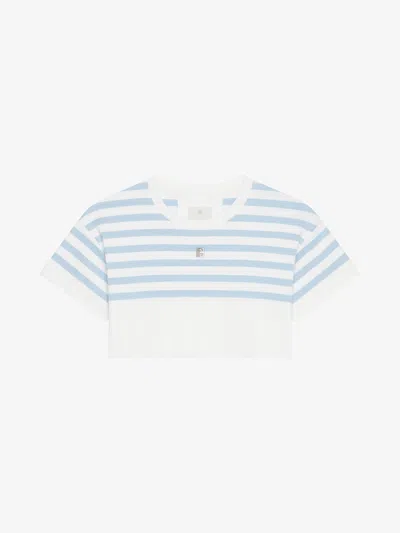Givenchy Striped Cropped T-shirt In Cotton 4g Detail In Striped Motif