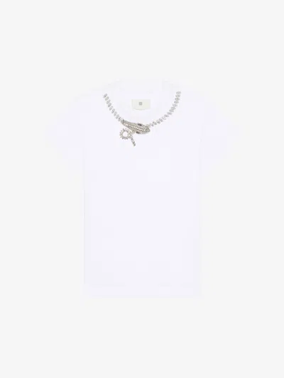 GIVENCHY SLIM FIT T-SHIRT IN COTTON WITH CRYSTALS SNAKE