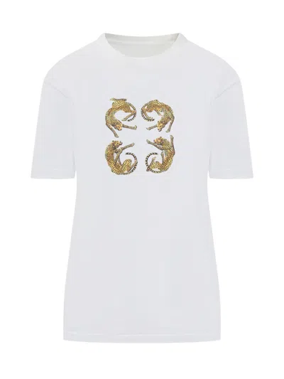 Givenchy 4g Leopard Print T-shirt In White