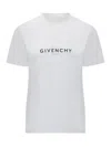 Givenchy White Crewneck T-shirt With Logo Print In Cotton Man In White