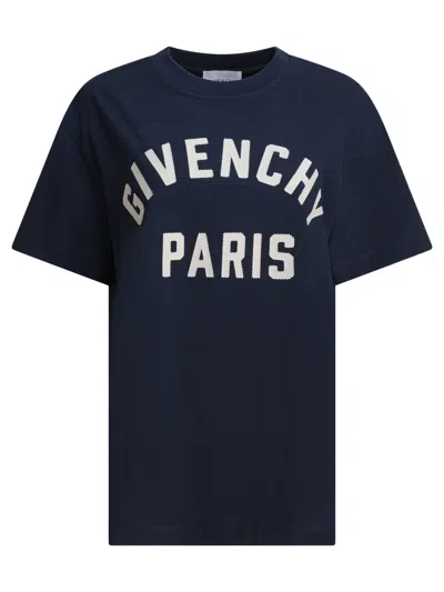 Givenchy T Shirt With  Paris Logo In Blue