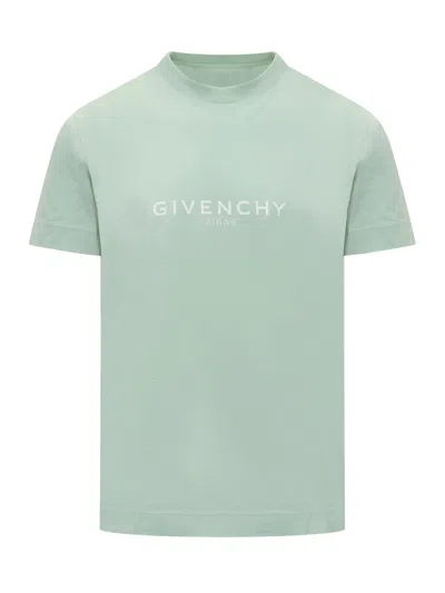 Givenchy T-shirt With Logo In Aqua Green