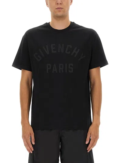 Givenchy Black T-shirt With Maxi Logo On The Front In Cotton Man